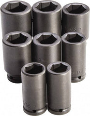 Proto - 8 Piece 3/4" Drive Full Polish Finish Deep Well Impact Socket Set - 6 Points, 1" to 3/4" Range, Inch Measurement Standard - Industrial Tool & Supply