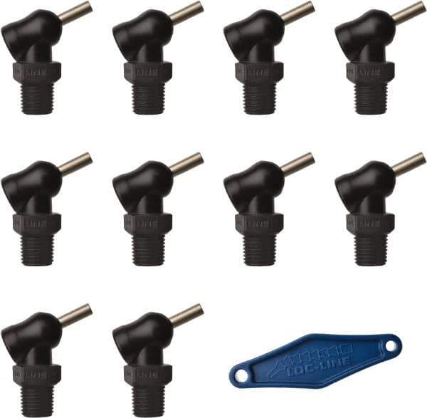 Loc-Line - 1/4" Hose Inside Diam x 5/32" Nozzle Diam, High-Pressure Coolant Hose Nozzle - NPT, for Use with Loc-Line Modular Hose System, 10 Pieces - Industrial Tool & Supply