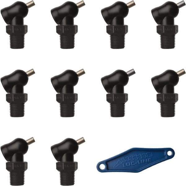 Loc-Line - 1/4" Hose Inside Diam x 5/32" Nozzle Diam, High-Pressure Coolant Hose Nozzle - NPT, for Use with Loc-Line Modular Hose System, 10 Pieces - Industrial Tool & Supply