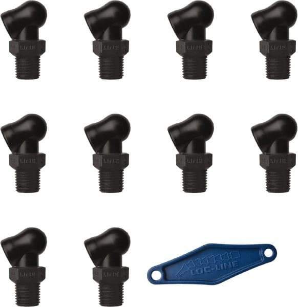 Loc-Line - 1/4" Hose Inside Diam, High-Pressure Coolant Hose Nozzle - NPT, for Use with Loc-Line Modular Hose System, 10 Pieces - Industrial Tool & Supply
