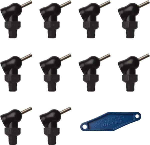 Loc-Line - 1/8" Hose Inside Diam, High-Pressure Coolant Hose Nozzle - NPT, for Use with Loc-Line Modular Hose System, 10 Pieces - Industrial Tool & Supply
