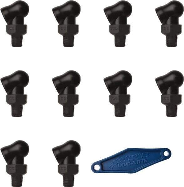 Loc-Line - 1/8" Hose Inside Diam, High-Pressure Coolant Hose Nozzle - NPT, for Use with Loc-Line Modular Hose System, 10 Pieces - Industrial Tool & Supply