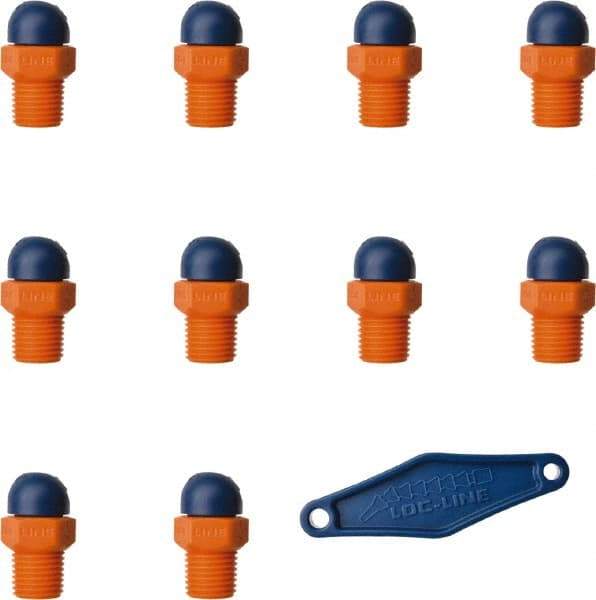 Loc-Line - 1/4" Hose Inside Diam x 5/32" Nozzle Diam, High-Pressure Coolant Hose Nozzle - NPT, for Use with Loc-Line Modular Hose System, 10 Pieces - Industrial Tool & Supply