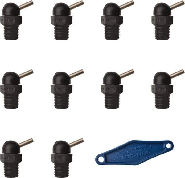 Loc-Line - 1/4" Hose Inside Diam, High-Pressure Coolant Hose Nozzle - NPT, for Use with Loc-Line Modular Hose System, 10 Pieces - Industrial Tool & Supply