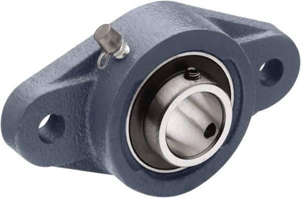 Tritan - 20mm ID, 113mm OAL x 33.3mm OAH 2-Bolt Flange - 1,495 Lb Static Cap, 2,878 Lb Dyn Cap, 3.54" Btw Mnt Hole Ctrs, 11mm Base-to-Ctr Ht, Cast Iron/Steel - Industrial Tool & Supply