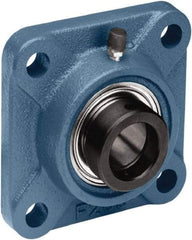 Tritan - 2-3/16" ID, 6.38" OAL x 2.94" OAH 4-Bolt Flange - 6,564 Lb Static Cap, 9,779 Lb Dyn Cap, 5.12" Btw Mnt Hole Ctrs, 1.22" Base-to-Ctr Ht, Cast Iron/Steel - Industrial Tool & Supply