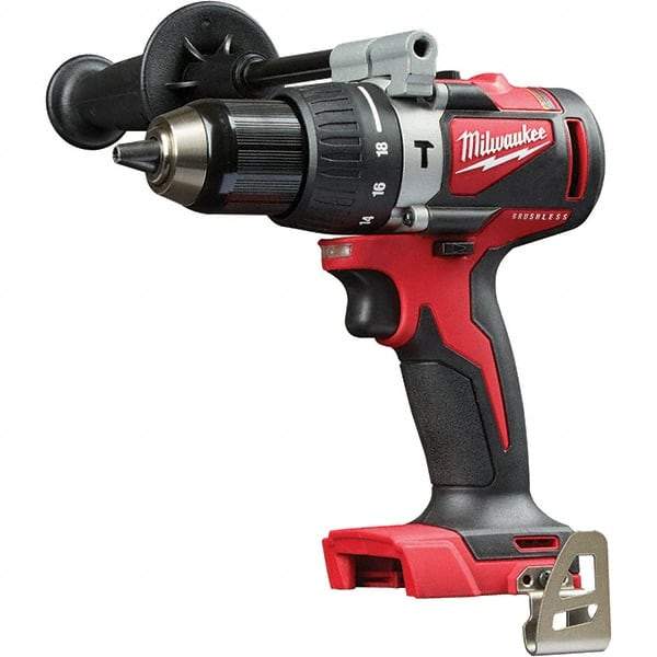 Milwaukee Tool - 18 Volt 1/2" Metal Ratcheting Chuck Cordless Hammer Drill - 0 to 28,800 BPM, 0 to 1,800 RPM, Reversible - Industrial Tool & Supply