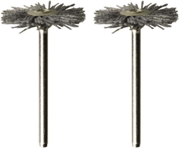 Dremel - 1" OD, 1/8" Shank Diam, Straight Filament Nylon Wheel Brush - 1/16" Face Width, 1" Trim Length, 15,000 RPM - Industrial Tool & Supply