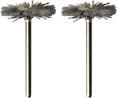 Dremel - 1" OD, 1/8" Shank Diam, Straight Filament Nylon Wheel Brush - 1/16" Face Width, 1" Trim Length, 15,000 RPM - Industrial Tool & Supply