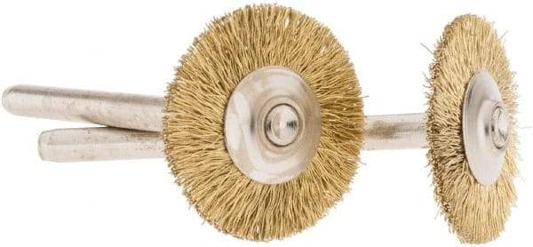 Dremel - 3/4" OD, 1/8" Shank Diam, Straight Filament Brass Wheel Brush - 1/16" Face Width, 3/4" Trim Length, 15,000 RPM - Industrial Tool & Supply