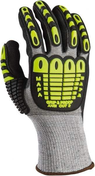 MAPA Professional - Size 2XL (11), ANSI Cut Lvl 2, Puncture Lvl 2, Abrasion Lvl 4, Nitrile Coated Cut Resistant Gloves - Palm Coated, HDPE Lining, Knit Wrist, Gray, Paired - Industrial Tool & Supply