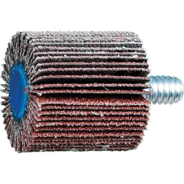 PFERD - 1" Diam x 1" Face Width, Aluminum Oxide Coated Mounted Flap Wheel - 1/4-20 Threaded Mount, 80 Grit, 25,000 Max RPM - Industrial Tool & Supply