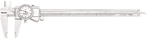 Starrett - 0" to 12" Range, 0.001" Graduation, 0.1" per Revolution, Dial Caliper - White Face, 2.5" Jaw Length, Accurate to 0.001" - Industrial Tool & Supply