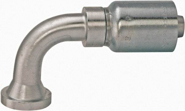 Parker - 2 Thread Steel Hydraulic Hose SAE Code 61 Flange Head & 90° Elbow Medium Drop - 5,000 psi, -32 Hose Size, 2" Hose Diam, Series 77 - Industrial Tool & Supply
