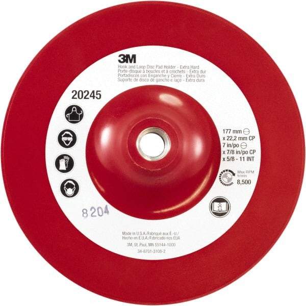 3M - 7" Diam Hook & Loop Disc Backing Pad - Extra Hard Density, 8,500 RPM - Industrial Tool & Supply