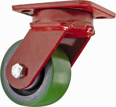 Hamilton - 4" Diam x 2" Wide x 5-5/8" OAH Top Plate Mount Swivel Caster - Polyurethane, 750 Lb Capacity, Sealed Precision Ball Bearing, 4 x 5" Plate - Industrial Tool & Supply