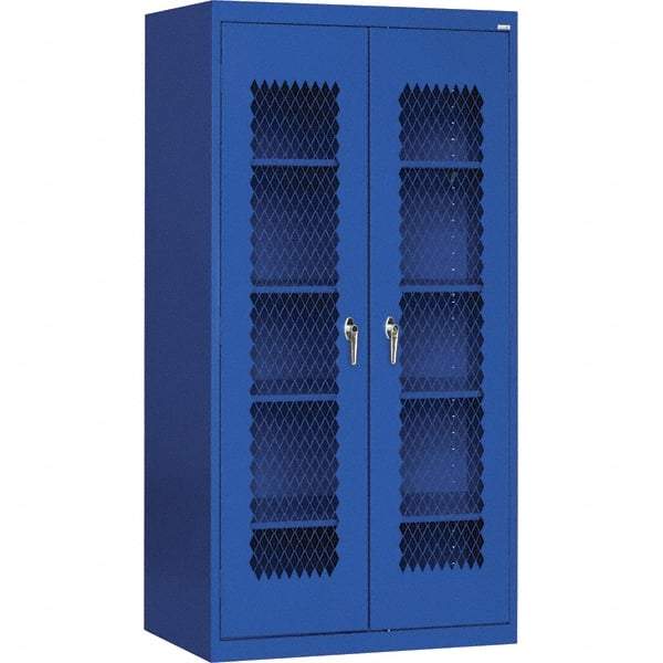 Sandusky Lee - 5 Shelf Visible Storage Cabinet - Steel, 36" Wide x 24" Deep x 72" High, Blue - Industrial Tool & Supply