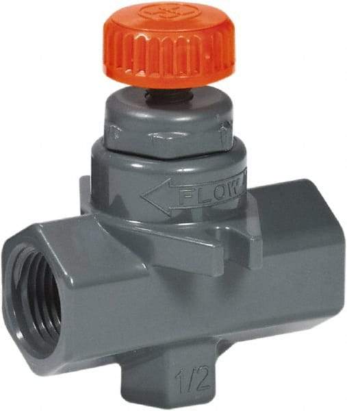 Hayward - 1/2" Pipe, Inline Needle Valve - FPM Seal, Threaded Ends, Grade PVC Cell Class 12454 per ASTM D1784 PVC Valve, 150 Max psi - Industrial Tool & Supply