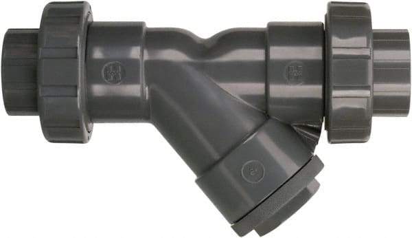 Hayward - 1/2" Pipe, True Union Threaded Ends, PVC Y-Strainer - 150 psi Pressure Rating - Industrial Tool & Supply