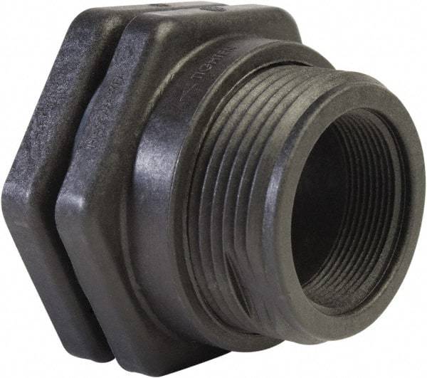 Hayward - 1-1/4" Polypropylene Plastic Pipe Bulkhead Tank Adapter - Schedule 80, Thread x Thread End Connections - Industrial Tool & Supply