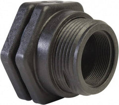Hayward - 1-1/4" Polypropylene Plastic Pipe Bulkhead Tank Adapter - Schedule 80, Thread x Thread End Connections - Industrial Tool & Supply