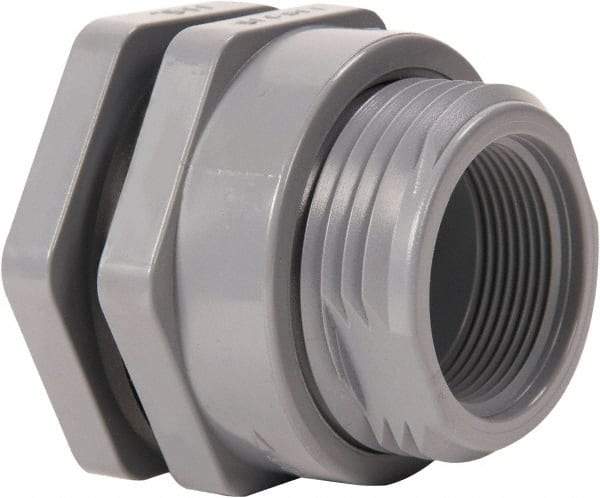 Hayward - 1-1/2" CPVC Plastic Pipe Bulkhead Tank Adapter - Schedule 80, Socket x Thread End Connections - Industrial Tool & Supply