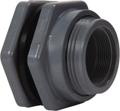 Hayward - 2" PVC Plastic Pipe Bulkhead Tank Adapter - Schedule 80, Thread x Thread End Connections - Industrial Tool & Supply