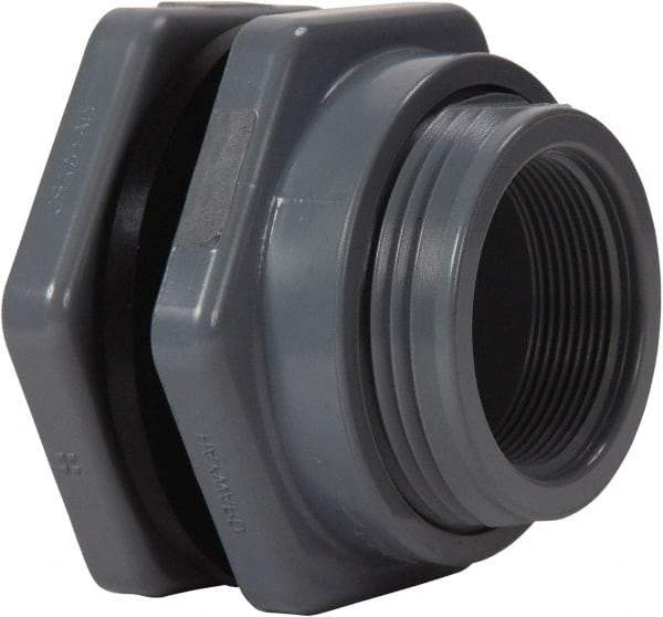 Hayward - 3" PVC Plastic Pipe Bulkhead Tank Adapter - Schedule 80, Thread x Thread End Connections - Industrial Tool & Supply