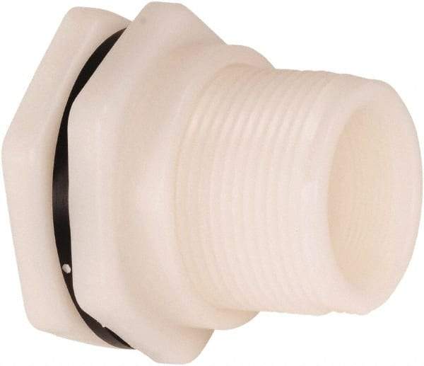 Hayward - 2" Polypropylene Plastic Pipe Bulkhead Tank Adapter - Schedule 80, Thread x Thread End Connections - Industrial Tool & Supply