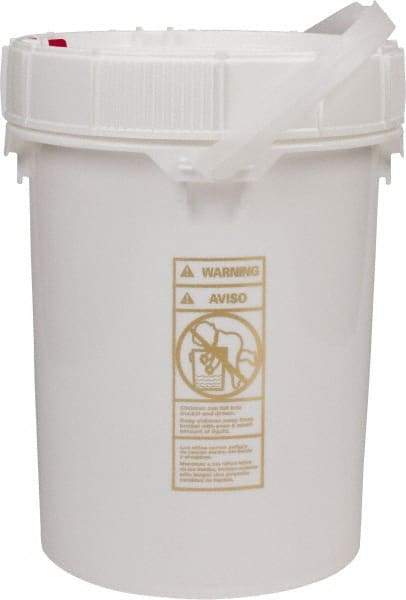 Made in USA - 5 Gal, High-Density Polyethylene Round White Single Pail - Handle & Lid Included - Industrial Tool & Supply