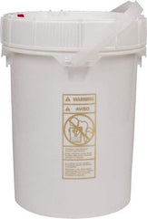 Made in USA - 5 Gal, High-Density Polyethylene Round White Single Pail - Handle & Lid Included - Industrial Tool & Supply