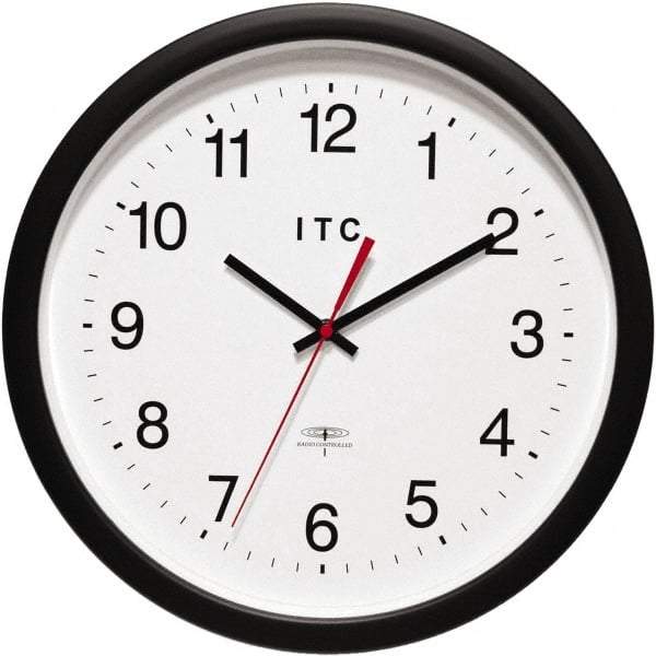Infinity Insttruments - 13-3/4 Inch Diameter, White Face, Dial Wall Clock - Analog Display, Black Case, Runs on AA Battery - Industrial Tool & Supply