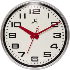 Infinity Insttruments - 13-1/2 Inch Diameter, Off White Face, Dial Wall Clock - Analog Display, Silver Case, Runs on AA Battery - Industrial Tool & Supply