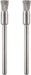 Dremel - 1/8" Brush Diam, Flat Faced, End Brush - 1/8" Diam Steel Shank, 15,000 Max RPM - Industrial Tool & Supply
