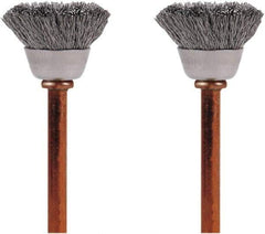 Dremel - 1/2" Brush Diam, Flat Faced, End Brush - 1/8" Diam Steel Shank, 15,000 Max RPM - Industrial Tool & Supply