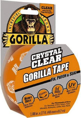 Gorilla Tape - 1-7/8" x 18 Yds Clear Duct Tape - 7 mil, Acrylic Adhesive, Ethylene Copolymer Backing, -4°F to 140°F - Industrial Tool & Supply
