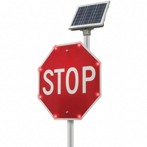 TAPCO - "Stop", 30" Wide x 24" High, Aluminum Stop & Yield Signs - White on Red, Diamond Grade Reflectivity, Octagon, Post Mount - Industrial Tool & Supply