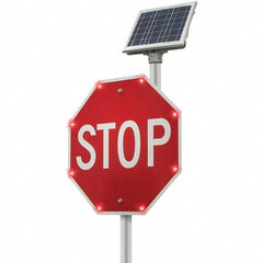 TAPCO - "Stop", 30" Wide x 24" High, Aluminum Stop & Yield Signs - White on Red, Diamond Grade Reflectivity, Octagon, Post Mount - Industrial Tool & Supply