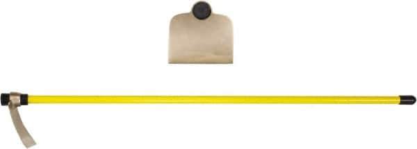 Ampco - 6-1/2" High x 7-3/4" Wide Square Aluminum Bronze Hoe - 55" Long Fiberglass Straight Handle, No Step - Industrial Tool & Supply