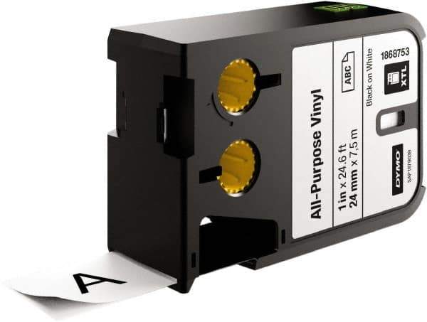 Dymo - 1" Wide x 276" Long, Black on White Vinyl Cartridge - For DYMO XTL Printers 1868813, 1868814, 1868815 - Industrial Tool & Supply