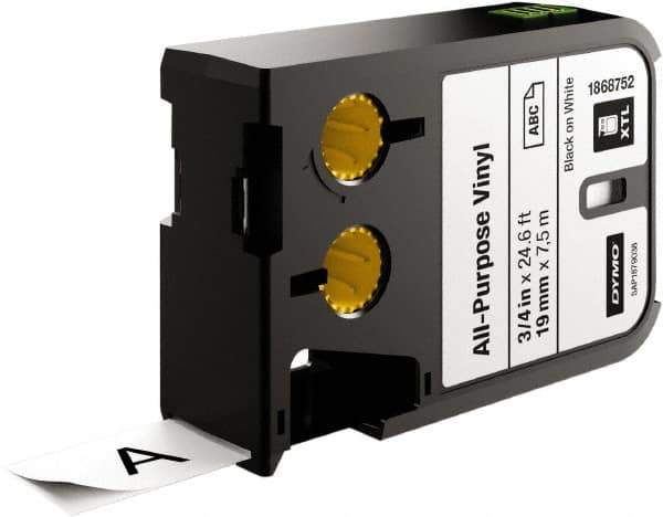 Dymo - 3/4" Wide x 276" Long, Black on White Vinyl Cartridge - For DYMO XTL Printers 1868813, 1868814, 1868815 - Industrial Tool & Supply