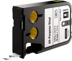 Dymo - 1/2" Wide x 276" Long, Black on White Vinyl Cartridge - For DYMO XTL Printers 1868813, 1868814, 1868815 - Industrial Tool & Supply