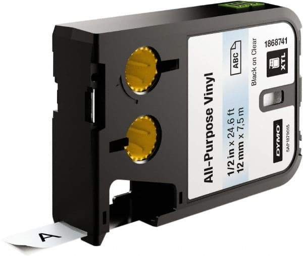 Dymo - 1/2" Wide x 276" Long, Black On Clear Vinyl Cartridge - For DYMO XTL Printers 1868813, 1868814, 1868815 - Industrial Tool & Supply
