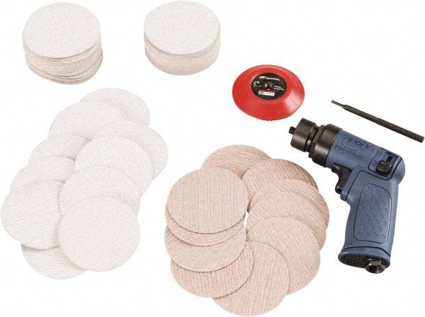 Ingersoll-Rand - 15,000 RPM, 15,000 OPM, 18.1 CFM Air Consumption, 90 psi Air Pressure, Random Air Orbital Sander - Round Pad, Hook & Loop Backing, 1/4 NPT Inlet - Industrial Tool & Supply