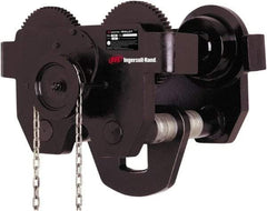 Ingersoll-Rand - 5 Ton Capacity Geared Ball Bearing Trolley - 4.6" to 8" Flange Width, 4-1/2" Wheel Diam, 6" to 24" I-Beam, 60" Min Radius - Industrial Tool & Supply