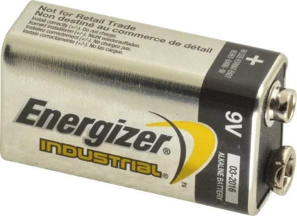 Energizer - Size 9V, Alkaline, 72 Pack, Standard Battery - 9 Volts, Miniature Snap Terminal, 6LR61, ANSI, IEC Regulated - Industrial Tool & Supply