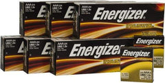Energizer - Size AAA, Alkaline, 144 Pack, Standard Battery - 1.5 Volts, Button Tab Terminal, LR03, ANSI, IEC Regulated - Industrial Tool & Supply