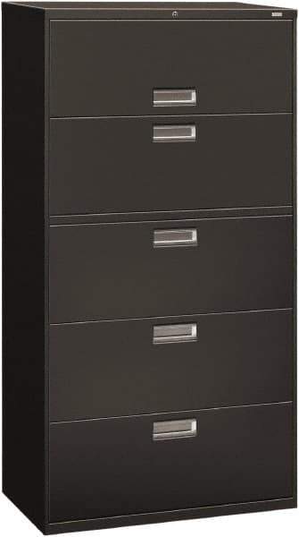 Hon - 36" Wide x 67" High x 19-1/4" Deep, 5 Drawer Roll-Out, Roll-Out Posting - Steel, Charcoal - Industrial Tool & Supply
