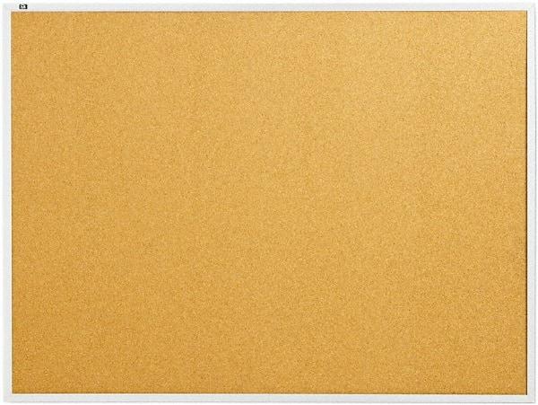 Quartet - 48" Wide x 36" High Open Cork Bulletin Board - Natural Cork over Fiberboard, Aluminum Frame - Industrial Tool & Supply