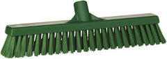 Vikan - 16" Combo Duty Polyester Push Broom - 2" Bristle Length, Plastic Block, European Threaded Handle Connection - Industrial Tool & Supply